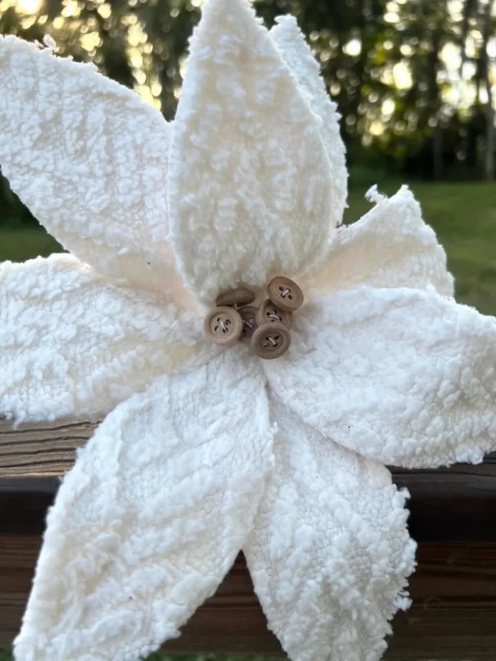 22 inch Winter Chalet White Poinsettia with Buttons Christmas Tree Accent Decor